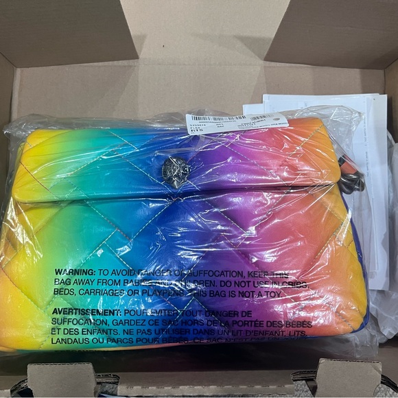 NWT Kurt Geiger Large Kensington Rainbow Ombre Quilted Pillow Bag Leather - Picture 6 of 7